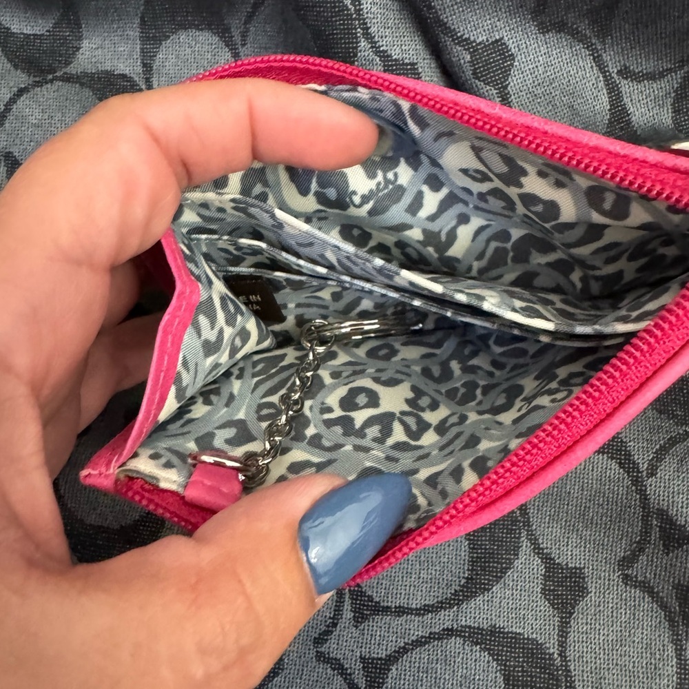 Coach Poppy hot pink Card Holder with Silver coach poopy Details - Picture 4 of 4